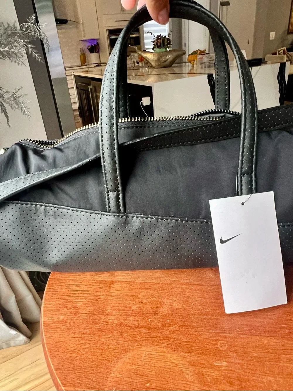Nike Black Duffel Tote with Perforated Trim Classic Barrel